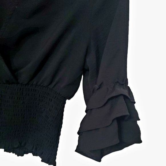 Altar'd State Black Crop Cross Shirt Size Medium - Picture 3 of 5